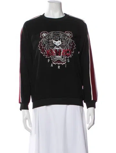 Pre-owned Kenzo Graphic Print Crew Neck Sweater In Black