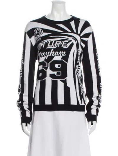 Pre-owned Kenzo Graphic Print Crew Neck Sweater In Black