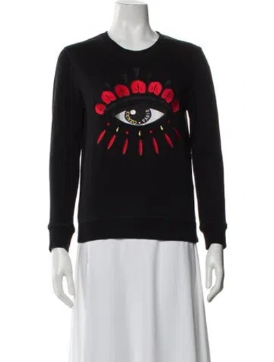 Pre-owned Kenzo Graphic Print Crew Neck Sweater In Black