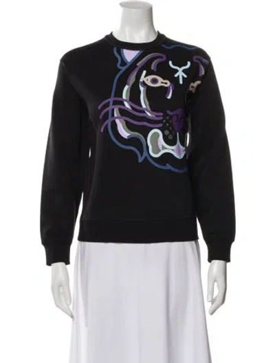 Pre-owned Kenzo Graphic Print Crew Neck Sweater In Black