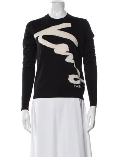 Pre-owned Kenzo Graphic Print Crew Neck Sweater In Black