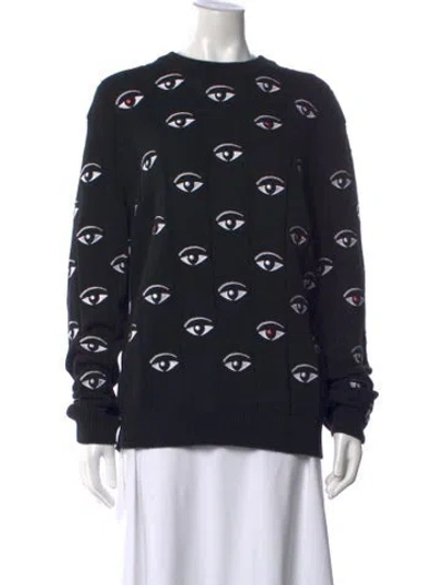 Pre-owned Kenzo Graphic Print Crew Neck Sweater In Black