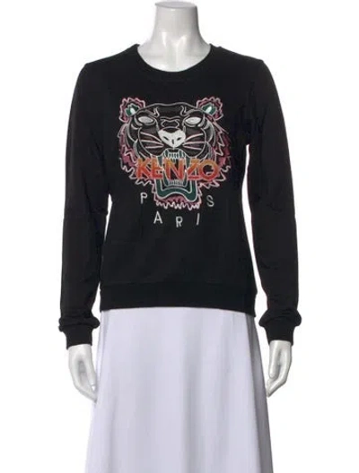Pre-owned Kenzo Graphic Print Crew Neck Sweater In Black