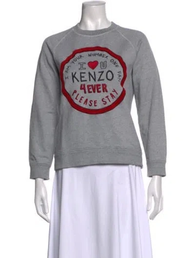 Pre-owned Kenzo Graphic Print Crew Neck Sweater In Black/burgundy/grey