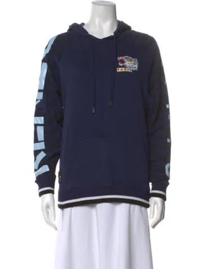 Pre-owned Kenzo Graphic Print Crew Neck Sweater In Blue