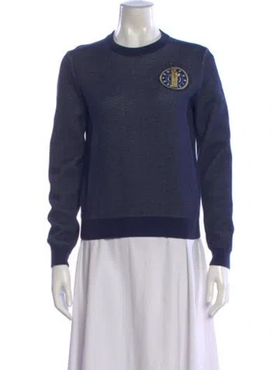Pre-owned Kenzo Graphic Print Crew Neck Sweater In Blue