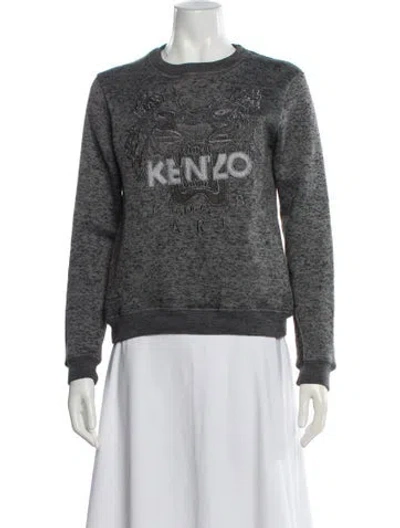 Pre-owned Kenzo Graphic Print Crew Neck Sweater In Gray