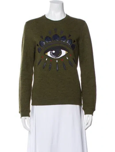 Pre-owned Kenzo Graphic Print Crew Neck Sweater In Green