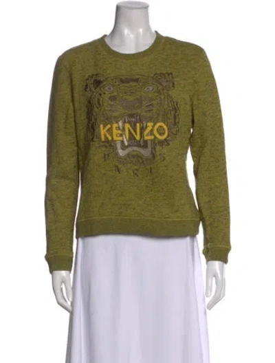 Pre-owned Kenzo Graphic Print Crew Neck Sweater In Green