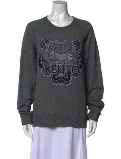Pre-owned Kenzo Graphic Print Crew Neck Sweater In Grey