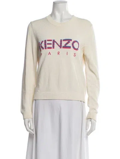 Pre-owned Kenzo Graphic Print Crew Neck Sweater In Neutral