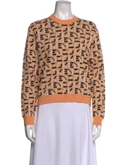 Pre-owned Kenzo Graphic Print Crew Neck Sweater In Orange