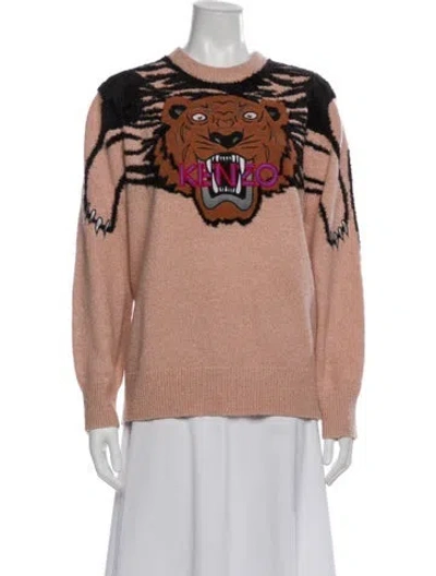Pre-owned Kenzo Graphic Print Crew Neck Sweater In Pink