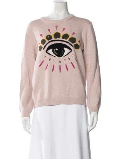 Pre-owned Kenzo Graphic Print Crew Neck Sweater In Pink
