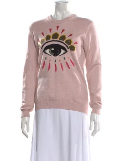 Pre-owned Kenzo Graphic Print Crew Neck Sweater In Pink