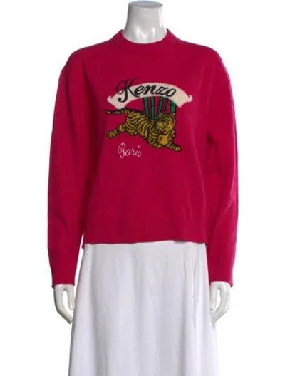 Pre-owned Kenzo Graphic Print Crew Neck Sweater In Pink