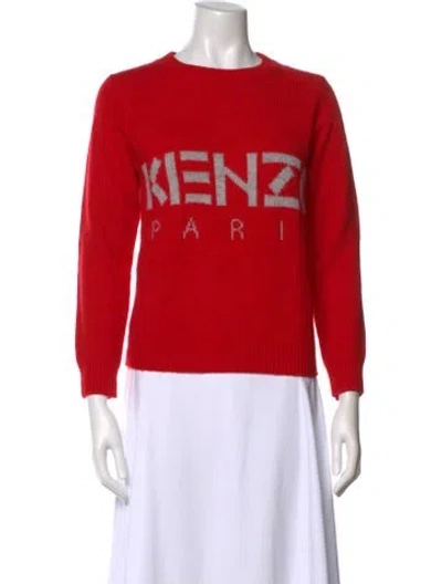 Pre-owned Kenzo Graphic Print Crew Neck Sweater In Red