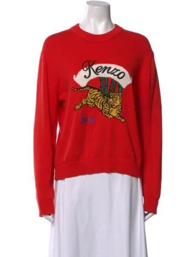 Pre-owned Kenzo Graphic Print Crew Neck Sweater In Red