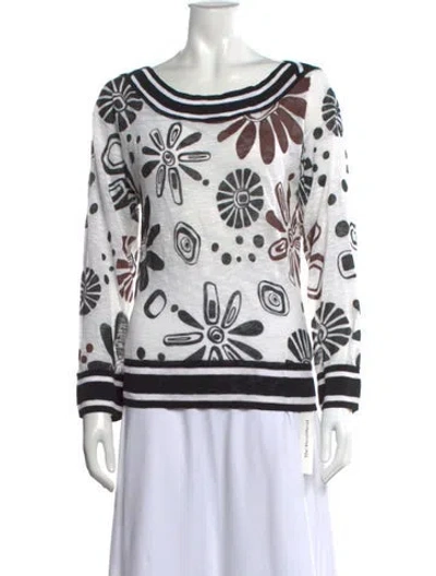 Pre-owned Kenzo Graphic Print Crew Neck Sweater In White