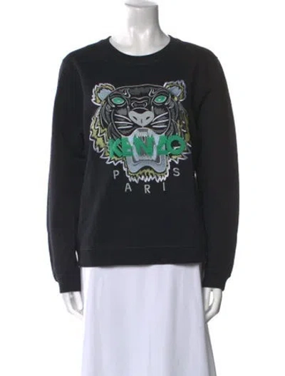Pre-owned Kenzo Graphic Print Crew Neck Sweatshirt In Black