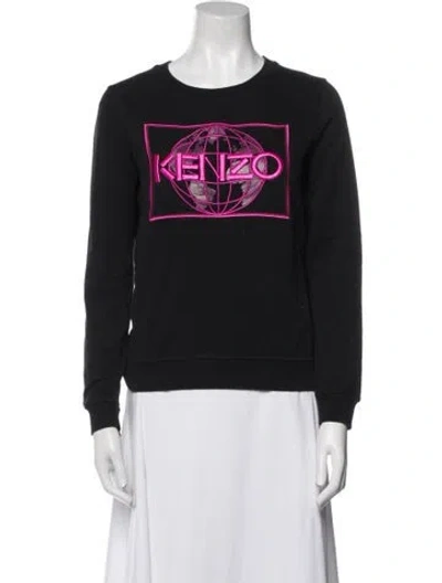 Pre-owned Kenzo Graphic Print Crew Neck Sweatshirt In Black