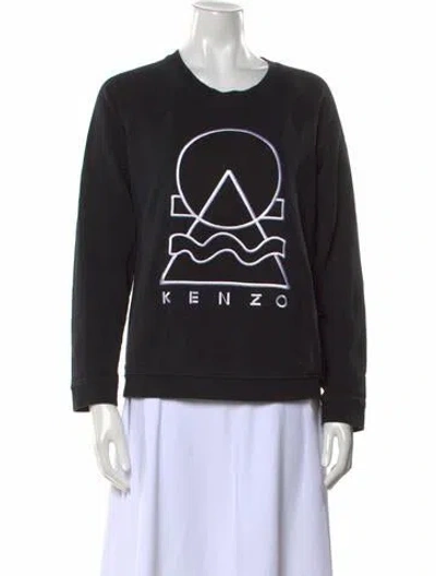 Pre-owned Kenzo Graphic Print Crew Neck Sweatshirt In Black
