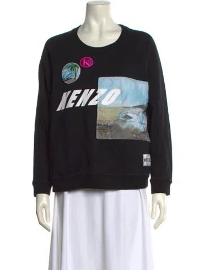 Pre-owned Kenzo Graphic Print Crew Neck Sweatshirt In Black