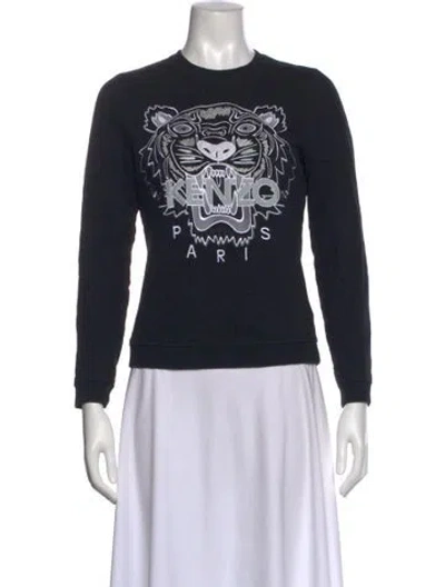 Pre-owned Kenzo Graphic Print Crew Neck Sweatshirt In Black