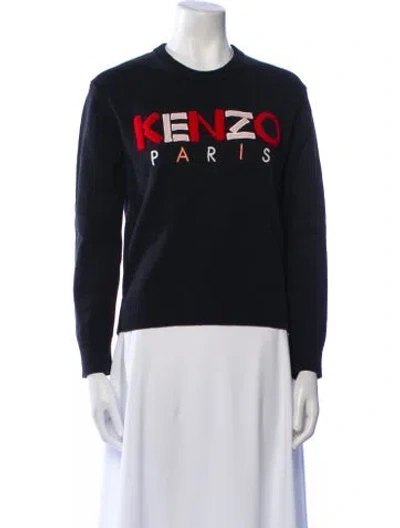 Pre-owned Kenzo Graphic Print Crew Neck Sweatshirt In Black