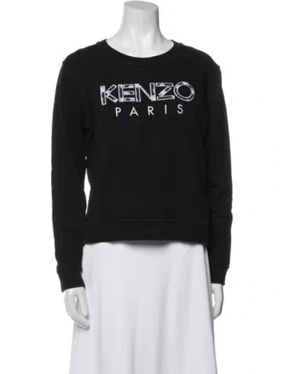 Pre-owned Kenzo Graphic Print Crew Neck Sweatshirt In Black