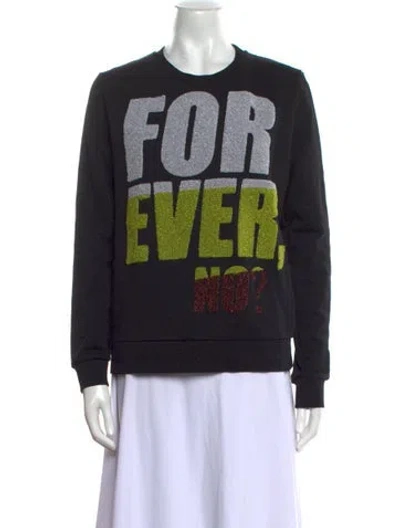 Pre-owned Kenzo Graphic Print Crew Neck Sweatshirt In Black