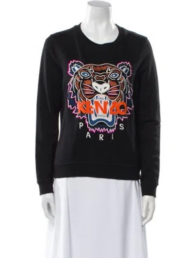 Pre-owned Kenzo Graphic Print Crew Neck Sweatshirt In Black