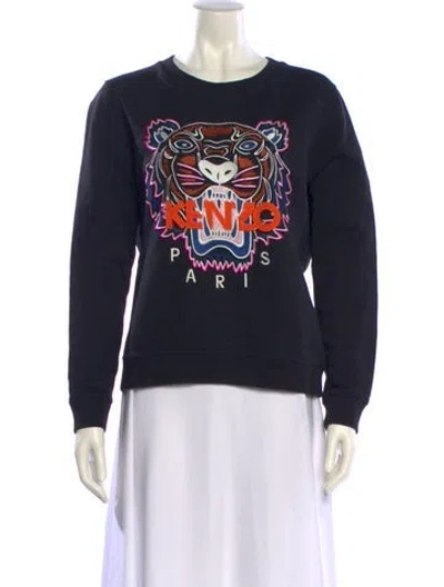 Pre-owned Kenzo Graphic Print Crew Neck Sweatshirt In Black
