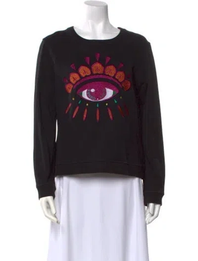Pre-owned Kenzo Graphic Print Crew Neck Sweatshirt In Black