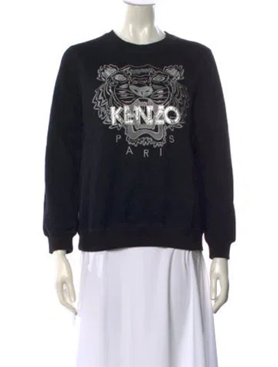 Pre-owned Kenzo Graphic Print Crew Neck Sweatshirt In Black