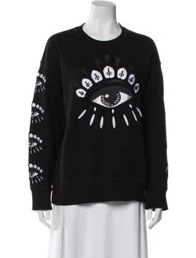 Pre-owned Kenzo Graphic Print Crew Neck Sweatshirt In Black