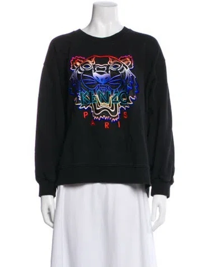 Pre-owned Kenzo Graphic Print Crew Neck Sweatshirt In Black