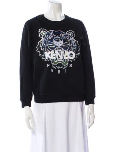 Pre-owned Kenzo Graphic Print Crew Neck Sweatshirt In Black