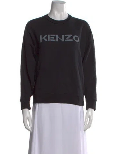 Pre-owned Kenzo Graphic Print Crew Neck Sweatshirt In Black