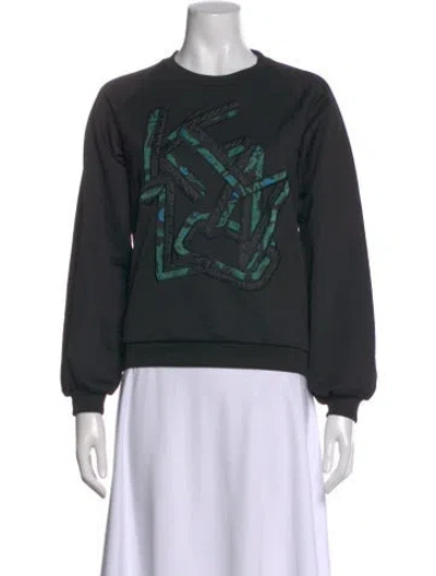 Pre-owned Kenzo Graphic Print Crew Neck Sweatshirt In Black