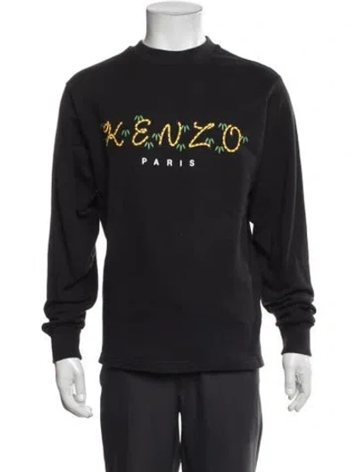 Pre-owned Kenzo Graphic Print Crew Neck Sweatshirt In Black