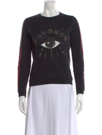 Pre-owned Kenzo Graphic Print Crew Neck Sweatshirt In Black