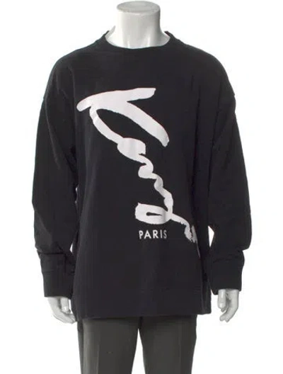Pre-owned Kenzo Graphic Print Crew Neck Sweatshirt In Black