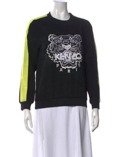 Pre-owned Kenzo Graphic Print Crew Neck Sweatshirt In Black