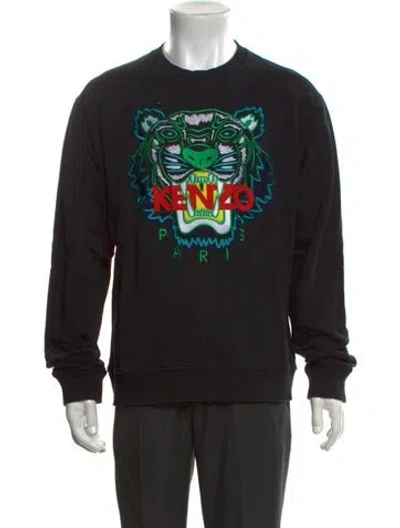 Pre-owned Kenzo Graphic Print Crew Neck Sweatshirt In Black