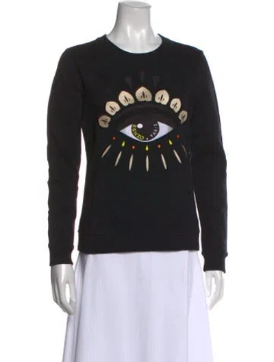 Pre-owned Kenzo Graphic Print Crew Neck Sweatshirt In Black