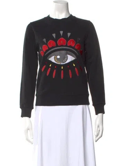 Pre-owned Kenzo Graphic Print Crew Neck Sweatshirt In Black