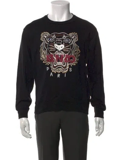 Pre-owned Kenzo Graphic Print Crew Neck Sweatshirt In Black