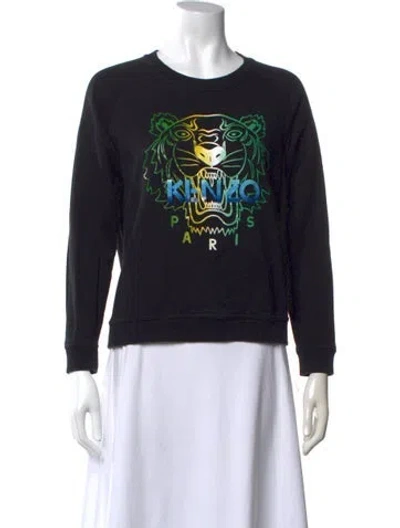 Pre-owned Kenzo Graphic Print Crew Neck Sweatshirt In Black