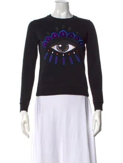 Pre-owned Kenzo Graphic Print Crew Neck Sweatshirt In Black